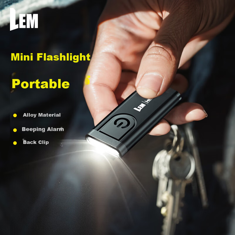 LEM Mini Portable Rechargeable High-Power Flashlight Keychain Outdoor Work Alarm Light