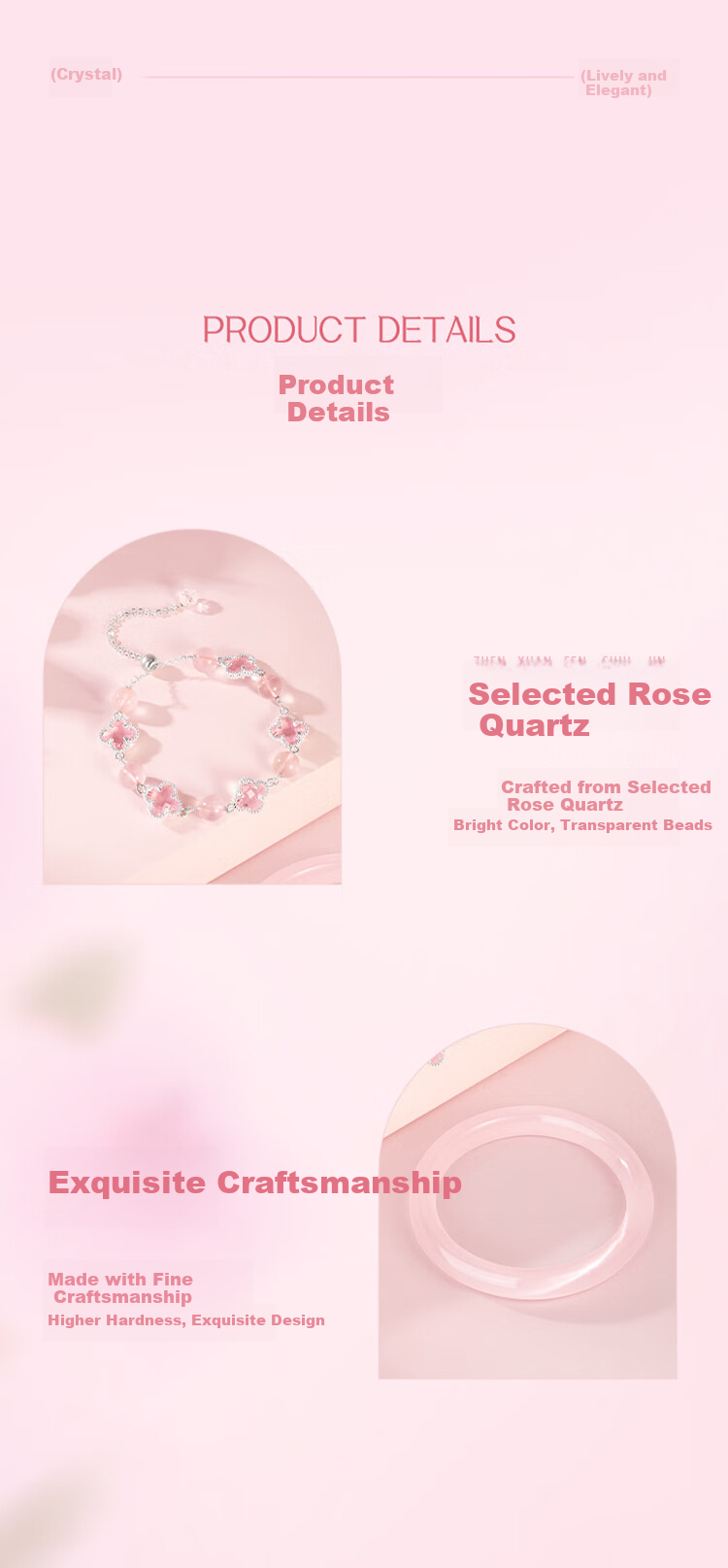 Jinliufu Lucky Four-Leaf Clover Crystal Bracelet Women's Bangle Chinese National Trend Cat's Eye Glass Set Birthday Gift for Girlfriend 3