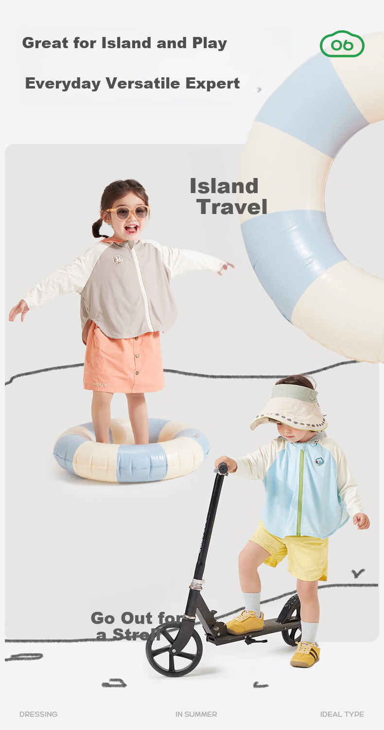 Kocotree KK Tree Kids Sun Protection Jacket UV Protection Cooling Ice Silk Cartoon 3D Design 20