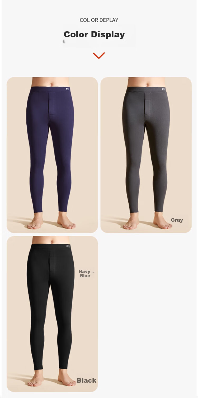Yalu Wool and Silk Patch Knee Support Warm Pants Men's Thermal Underwear Thin Fleece Plus Size Cotton Wool Knit Base Layer Pants 12