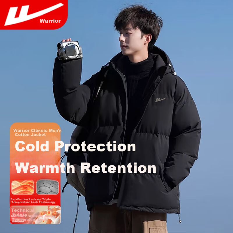 Warrior Hooded Cotton Padded Jacket New Winter Thickened Windproof Warm Casual Cotton Coat