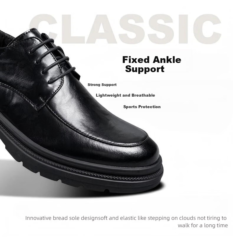 Jingzhenlianggong Men's Genuine Leather Dress Shoes 2026 Spring Business Lace-up Derby Black Size 40 6