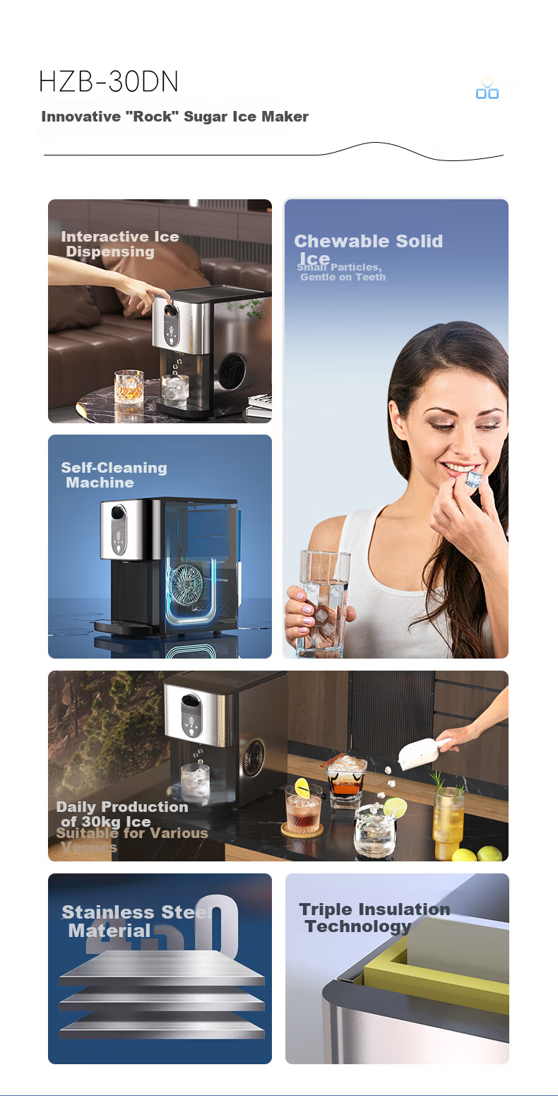 Hicon Ice Maker Household Fully Automatic Commercial Dual-Use 30kg Large Capacity Non-Melting Pellet and Cube Ice Maker 2