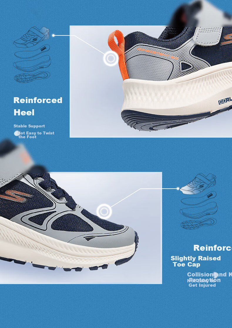 Skechers Cheetah Running Shoes 2.0 Boys Lightweight Shock Absorption Kids Student Running Shoes 405365L 13