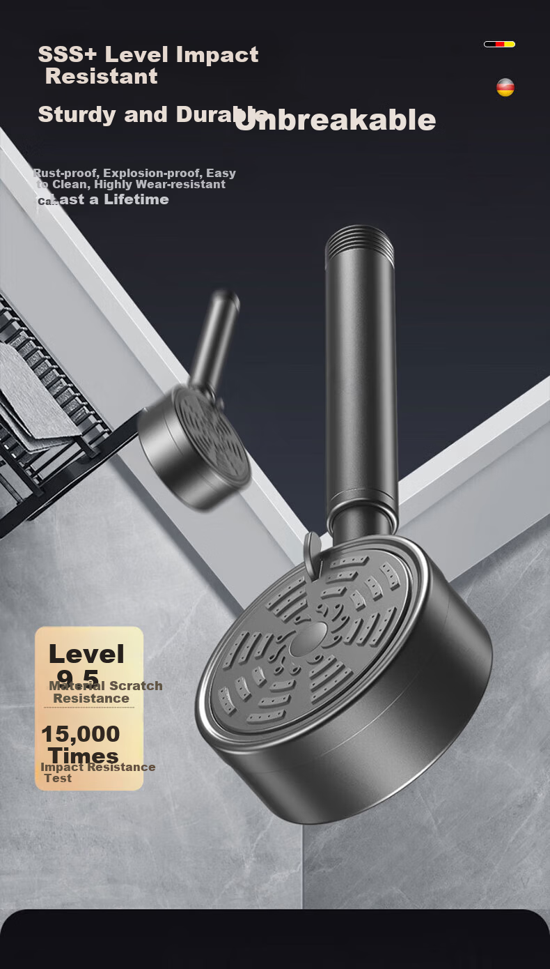 HOMK German Pressurized Shower Head 304 Stainless Steel High-Pressure Shower Sprayer 16