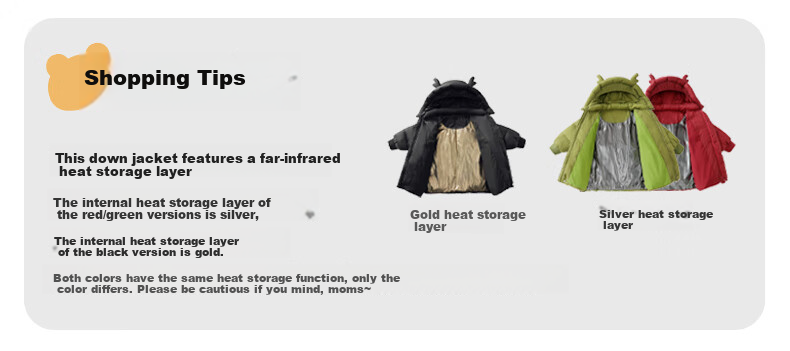 Ciciibear Boys' Goose Down Mid-Length Thickened Warm Winter Jacket for Kids 11