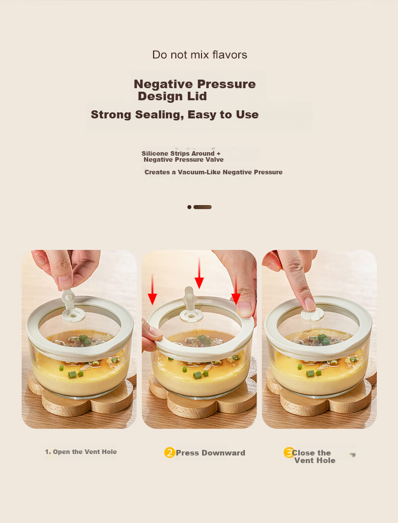 CRISTALGLASS Microwave Electric Steamer Glass Egg Steaming Bowl with Lid Baby Steamed Egg Bowl Single Serving Small Bowl for Steamed Meals 4