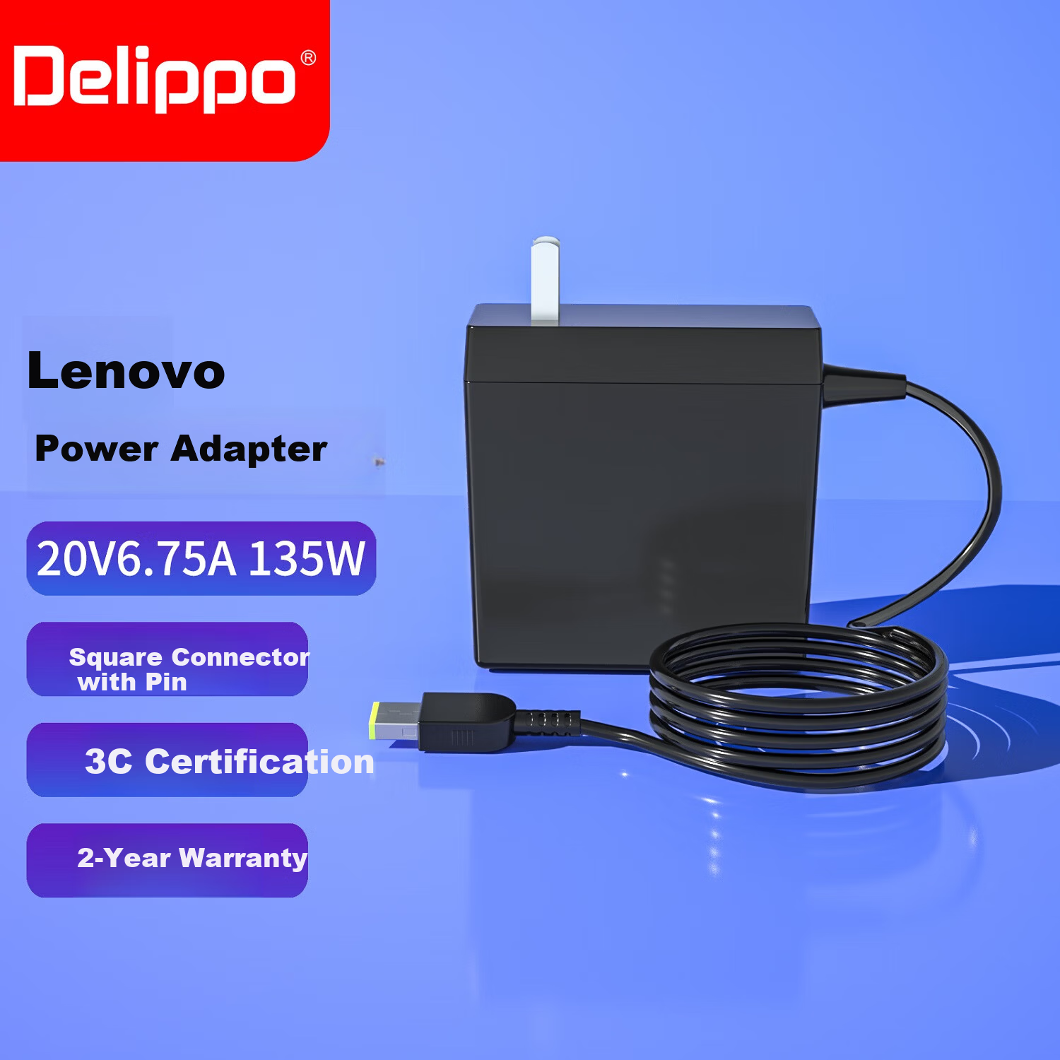 Delippo Lenovo Legion R720 Y700 Y50-70 Power Adapter 20V 6.75A Square Plug 135W Laptop Charger for Lenovo ThinkPad P15v Gen 1