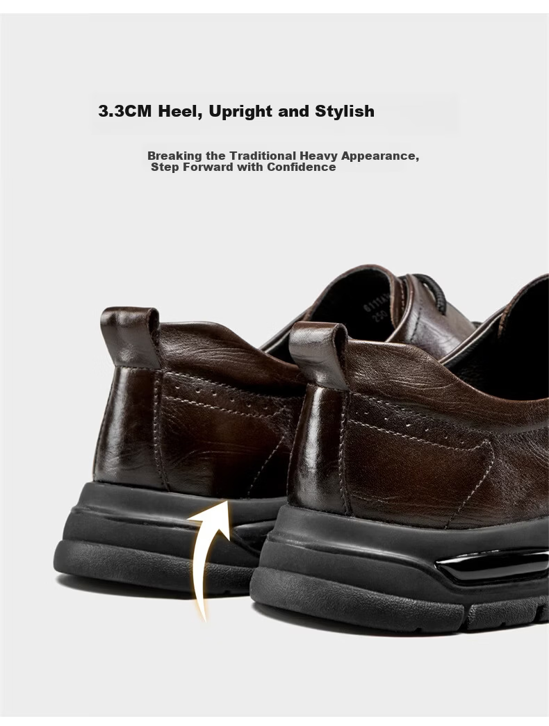 Eierkang Men's Business Casual Commuter Leather Shoes Genuine Leather Soft Sole Comfortable Dad Shoes 61330W Black Size 40 3