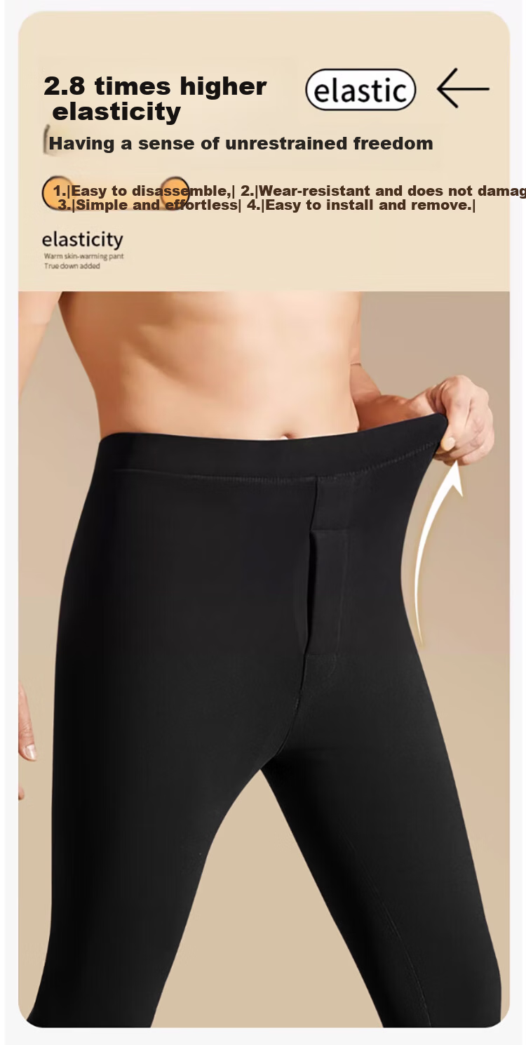 Yalu Wool and Silk Patch Knee Support Warm Pants Men's Thermal Underwear Thin Fleece Plus Size Cotton Wool Knit Base Layer Pants 8
