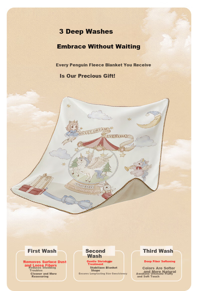 Gb (gb) [Year of the Horse Gift Box] Baby Blanket Newborn Gift Baby Blanket Penguin Fleece Double Layer Blanket 120*100cm 7