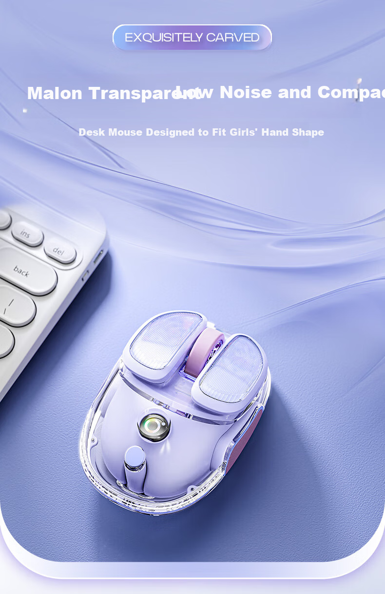 EWEADN Q9 Mini Potato Wireless Bluetooth Dual-Mode Transparent Gaming Mouse Rechargeable Lightweight RGB Lighting for PC Laptop Pink Foundation 1