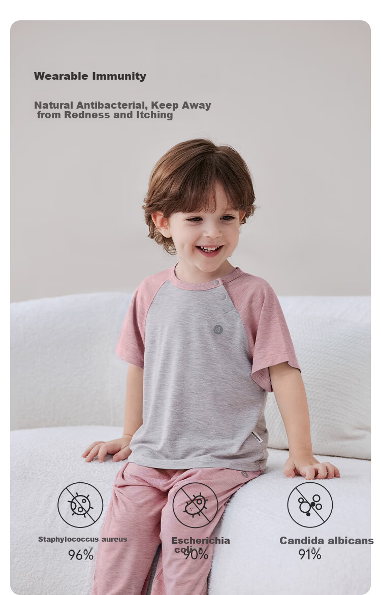 Babylove Baby Summer Thin Bamboo Fiber Short Sleeve T-Shirt Mosquito-Repellent Breathable Kids Air Conditioning Pajamas Set 6