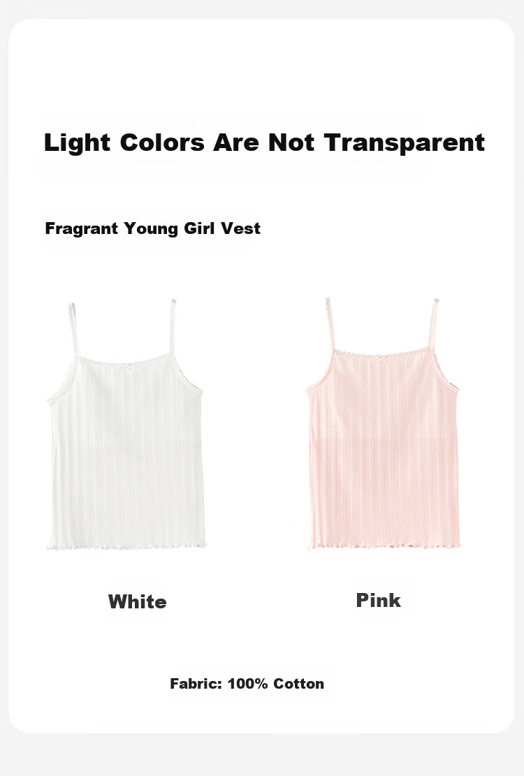 Dingguagua Girls' Developmental Cotton Vest Bra, Anti-Outline Children's Cotton Camisole, Color Cotton 155/75 5