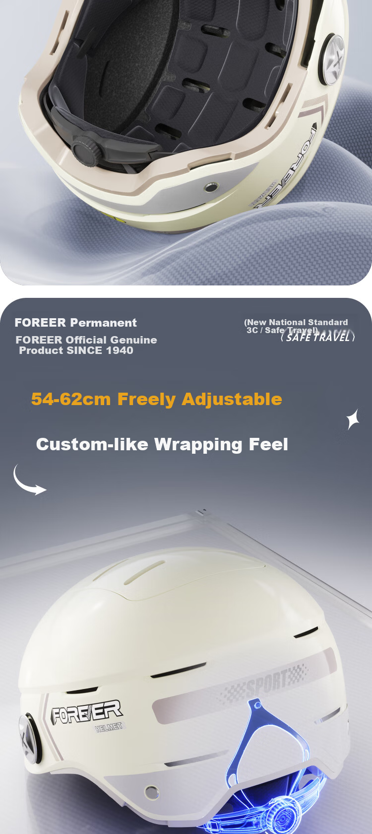 FOREVER 3C Certified Electric Scooter Helmet with Zero-Gravity Sunroof, Summer Motorcycle Half Helmet, Sunshade, UV Protection, Unisex Electric Bike Safety Helmet, Four-Season Helmet with Dual Mirrors 7