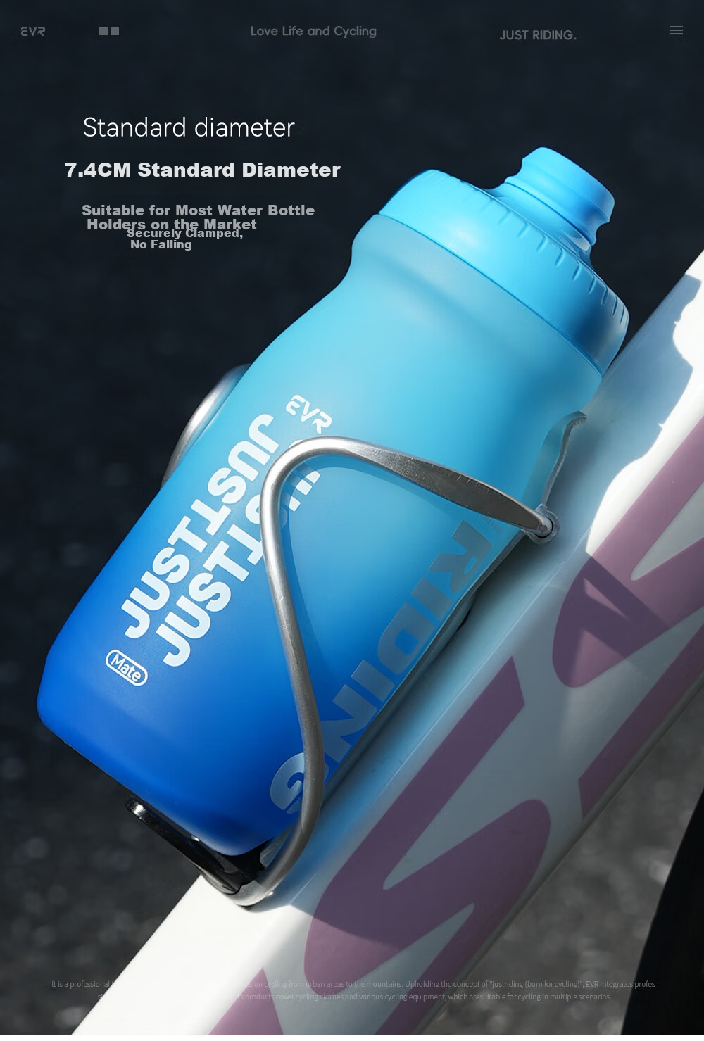 EVR Cycling Water Bottle Colorful Gradient Large Capacity Squeeze Water Dispenser (Illusion) Dreamy Blue Purple 650ML 10