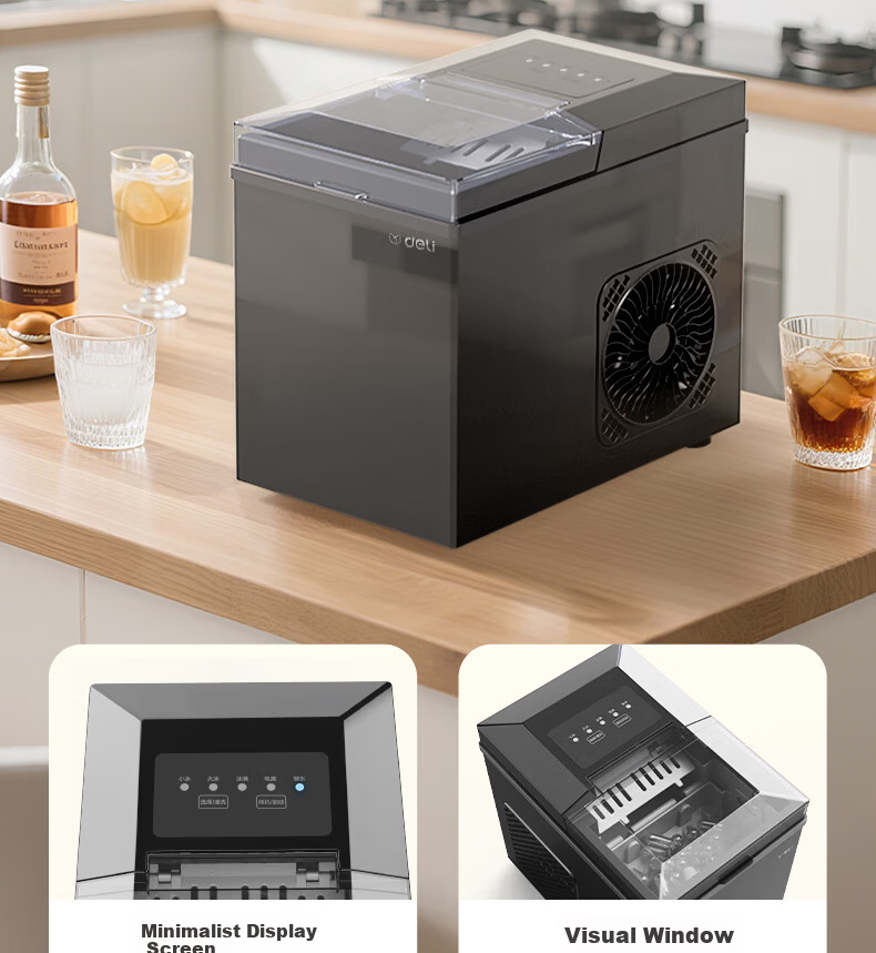 Deli Ice Maker, Compact Home And Dorm Portable Mini 92W Low-Power Ice Making Machine, Fully Automatic Water Dispenser with Self-Cleaning Water System, Food-Grade Material 7
