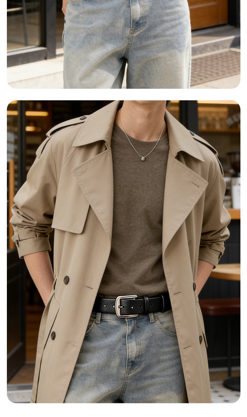 CARTELO Men's Leather Belt Casual Denim Waist Belt Simple Versatile Pin Buckle Belt Birthday Gift for Boyfriend Husband Father 10