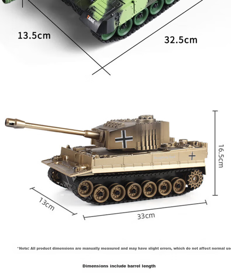 Huashimeng Remote Control Tank Car Track 2.4G Military Off-Road Armored Electric Model Toy Car for Boys 13