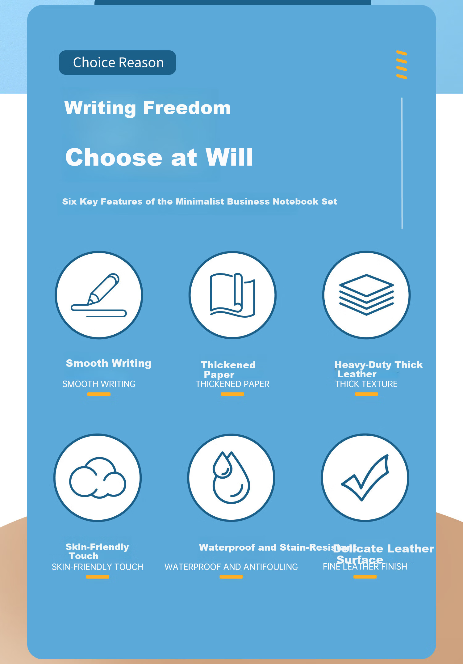 Aohan Simple 200-Page Thickened A5 Sheepskin Cover High-Value Business Notebook Work Meeting Diary Student Customizable Logo Gift Box Single Mist Blue 2