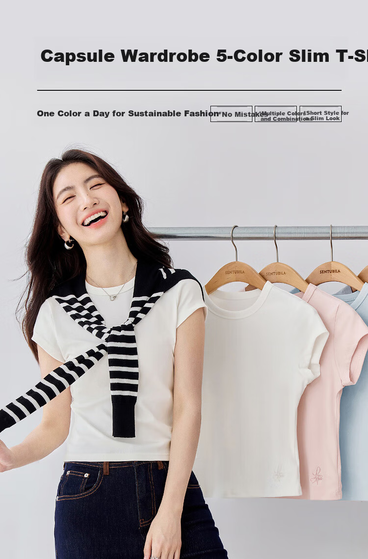 Sentubila Minimalist Commuter Short Sleeve T-Shirt Women Spring Slim Fit Knit Shirt Crop Top Dark Heather Gray XL 1