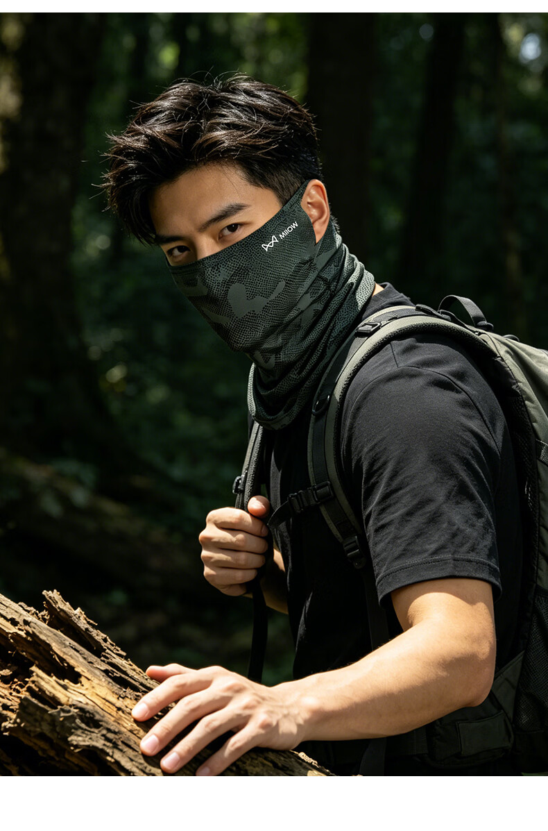 Miiow Men's Summer Outdoor UV Protection Neck Guard Camouflage Ice Silk Face Mask Sunshade Thin Face Cover for Cycling 15