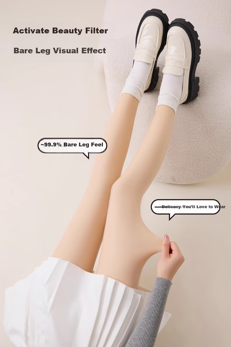 Me feeling Bare Leg Magic Autumn Winter Nude Feeling Fleece Lined Warm Skin-Tone Slimming Tights with Foot Three-Pack 6