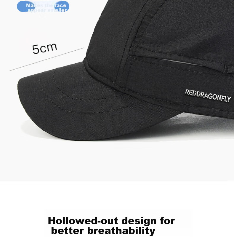 Red Dragonfly Short Brim Hat Men's Spring Summer Running Sports Quick-Dry Casual Breathable Sunshade Sunscreen Hat Women's 9