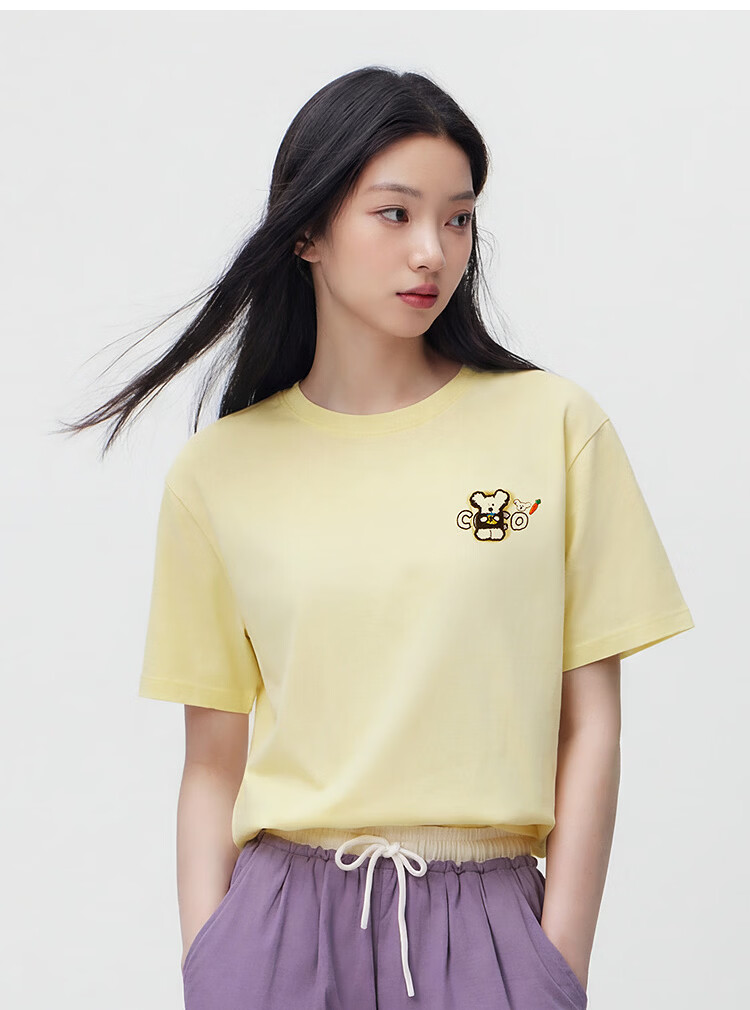 Semir BB Collaboration 100% Cotton Women's Short Sleeve T-Shirt 2026 Summer Breathable Loose Fit Crew Neck Top 109326100021 39