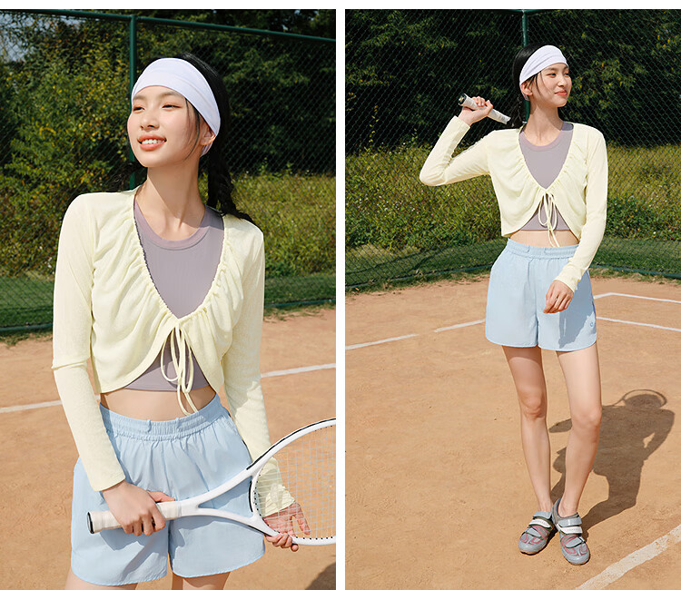 Semir Women's Summer Short Slim Fit Faux Linen Solid Color Drawstring Cardigan with Bow 2026 Cover-up 109326108001 8