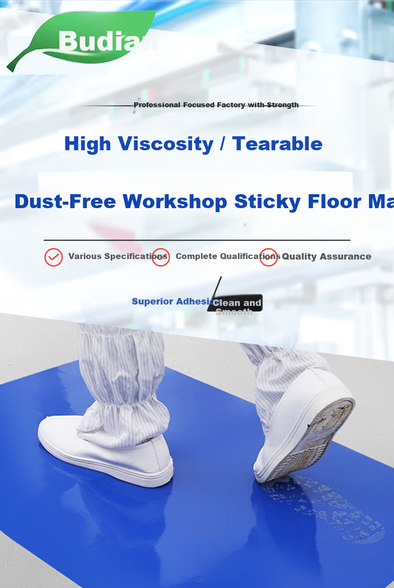 Burun Adhesive Dust Removal Mat Peelable Dust Sticky Sheet Cleanroom Factory Floor Mat Dust Removal 60×90CM 300 Sheets/Box Blue 5