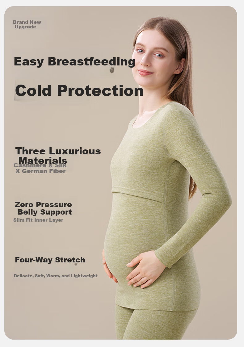 MiiOW Maternity Thermal Underwear Set for Women Postpartum Nursing Velvet Autumn Winter Plus Size Confinement Wear 6