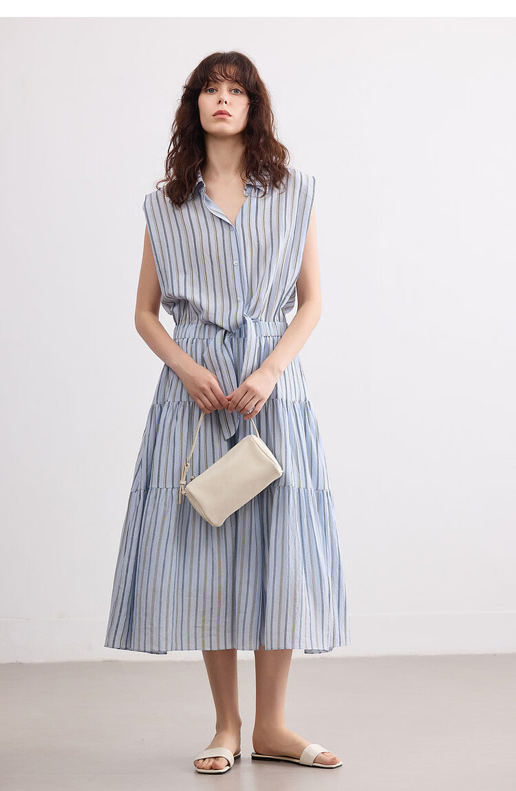 Demana "Dancing with the Wind" Summer Faux Two-Piece Sleeveless Waist-Cinching Slim A-Line Dress for Women, Mid-Length, Office Wear 23
