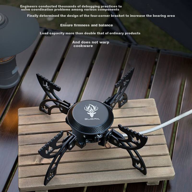 BUERK Portable Outdoor Camping Stove, Foldable Gas Burner with Detachable Design, Explosion-Proof, for Boiling Water And Brewing Tea