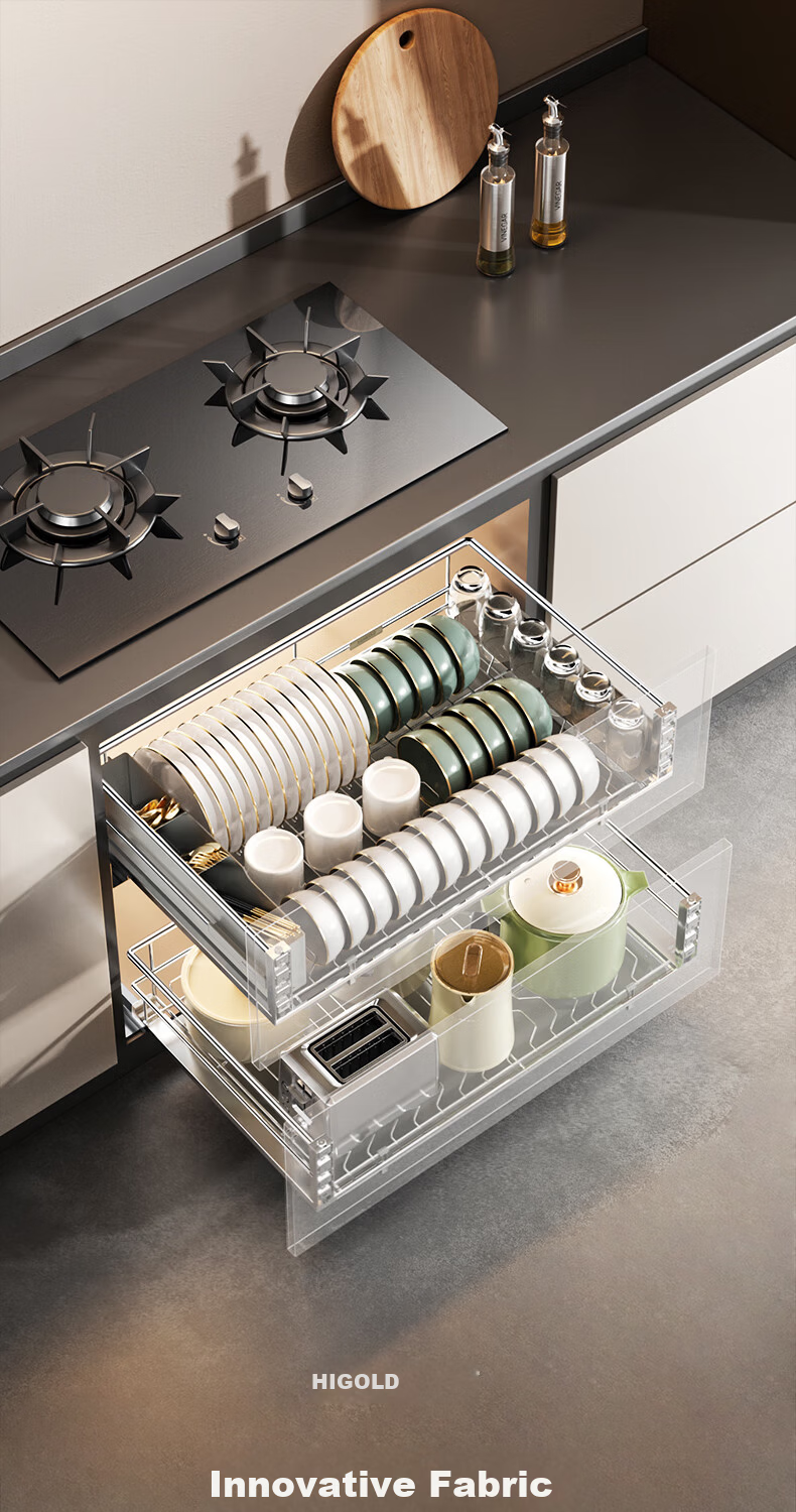 HIGOLD Fashion Series 2.0 Upgraded 304 Solid Round Steel Kitchen Bowl Rack Drawer Bowl Basket for 600 Cabinet 1