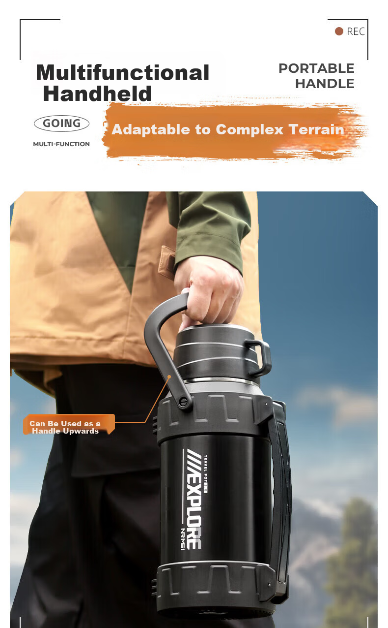 NRMEi Outdoor Insulated Bottle Large Capacity 72-Hour Long-Lasting Insulation 316 Stainless Steel Portable Large Insulated Water Flask 13