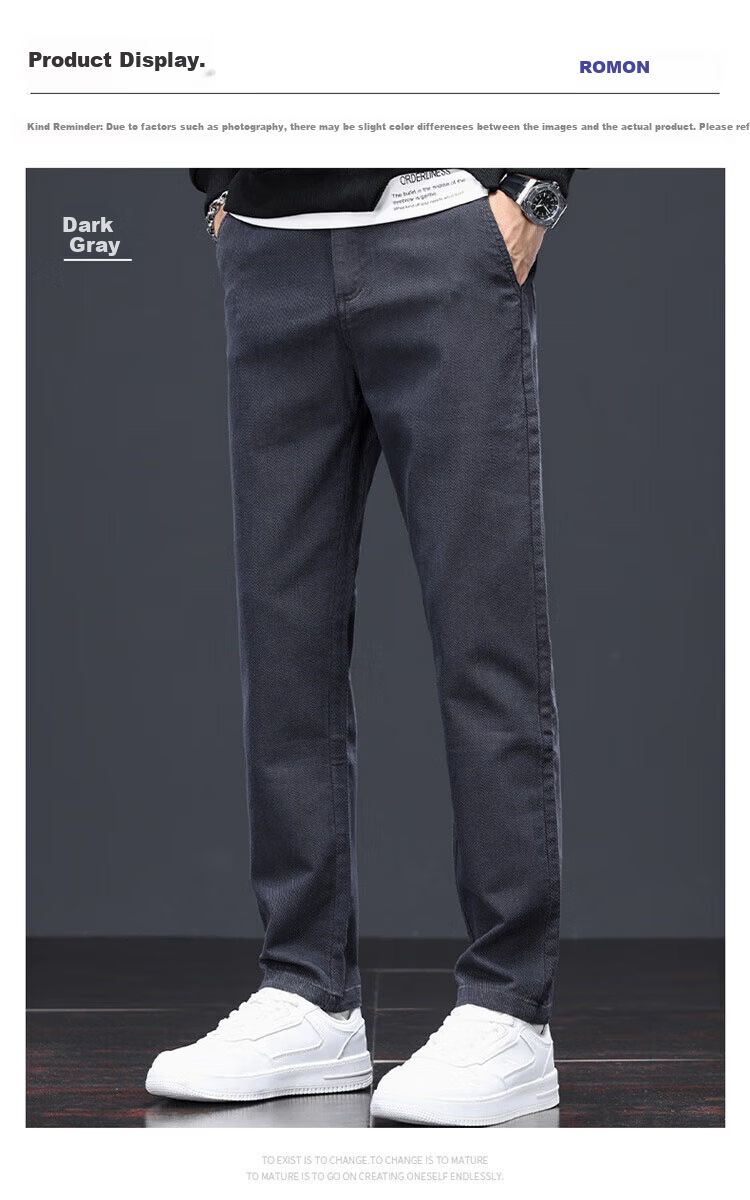 ROMON Men's Casual Pants Spring Summer Loose Straight Business Versatile Trousers Dark Gray 30 17