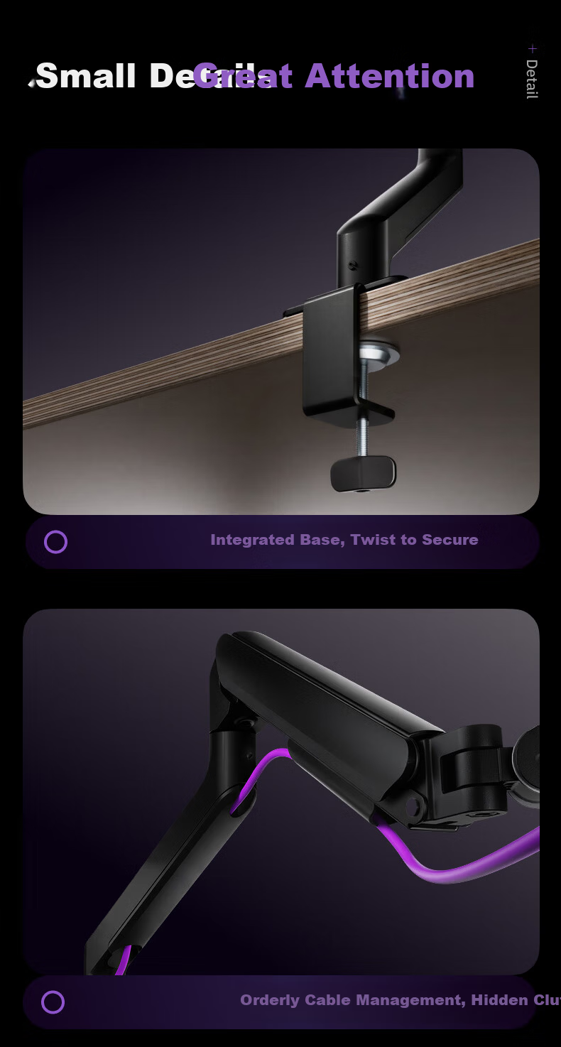 Brateck Beihu Monitor Stand Computer Desk Mount Inverted Display Arm Dormitory Floating Bracket 17-32 Inch E350pd Obsidian Black 22