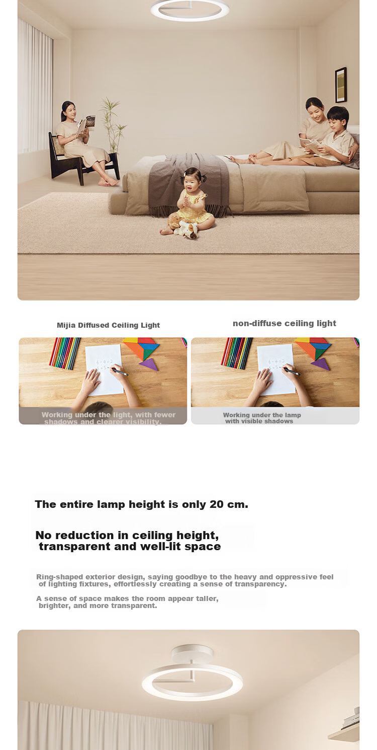 Mijia Xiaomi Ceiling Light Pro Ultra-thin D50 Seamless Eye-protection Full-spectrum Ceiling Light [Installation Included] 6