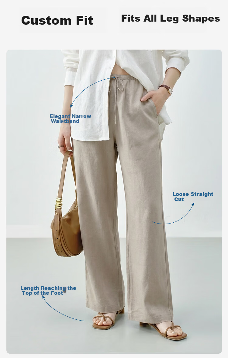 JD Jingzao 100% Linen Vintage Style Casual Pants for Women 2026 Spring Slim Fit Linen Color S 5