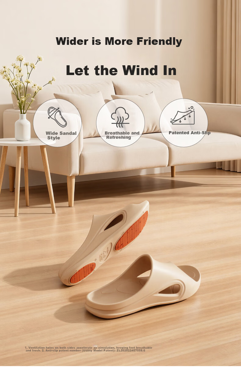 KENROLL Unisex Home Bath Anti-Slip Slippers Four-Season Breathable Wide Fit Cool Slippers Iron Gray Size 44-45 (275mm) 1