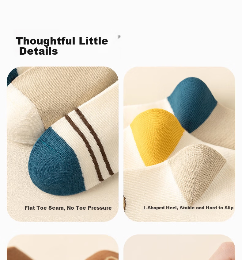 YUZHAOLIN 5 Pairs Kids Solid Color Cotton Socks Autumn Winter Seamless Mid-Calf Boys Antibacterial Odor-Resistant Sports Long Socks 11