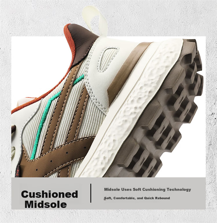 Guirenniao Men's Retro Running Shoes Casual Sneakers 2025 Thick Sole Cushioning Mesh Sports Dad Shoes Beige/Tea Brown Size 40 5