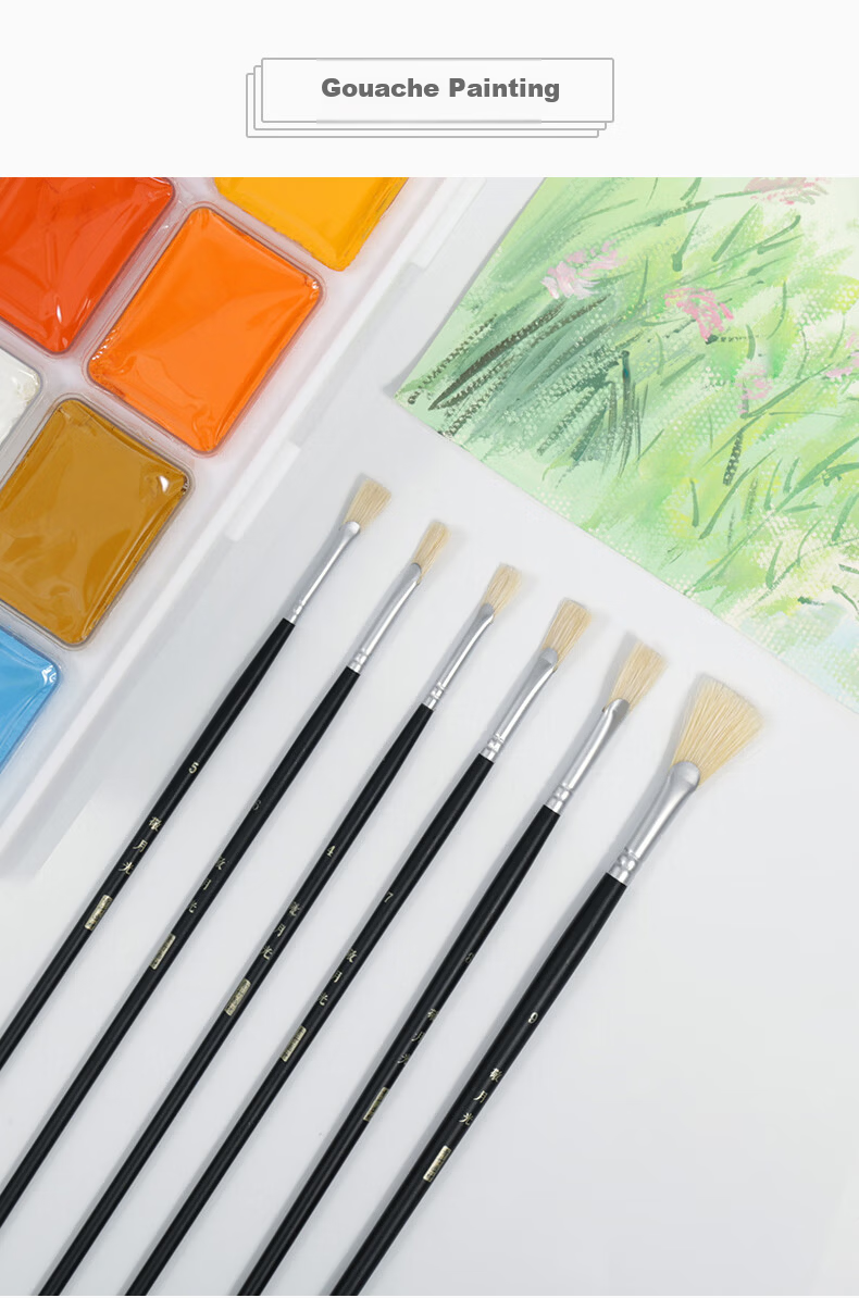 CHINJOO Gouache Paint Brush Set of 10 White Acrylic Oil Painting Brushes for Art and Sketching 10