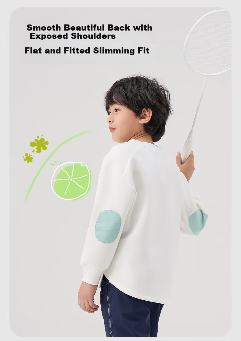 HeyBetter Kids Tencel Sweatshirt Spring Soft Stain-Resistant Versatile Top Island Blue (Blue) 160 5