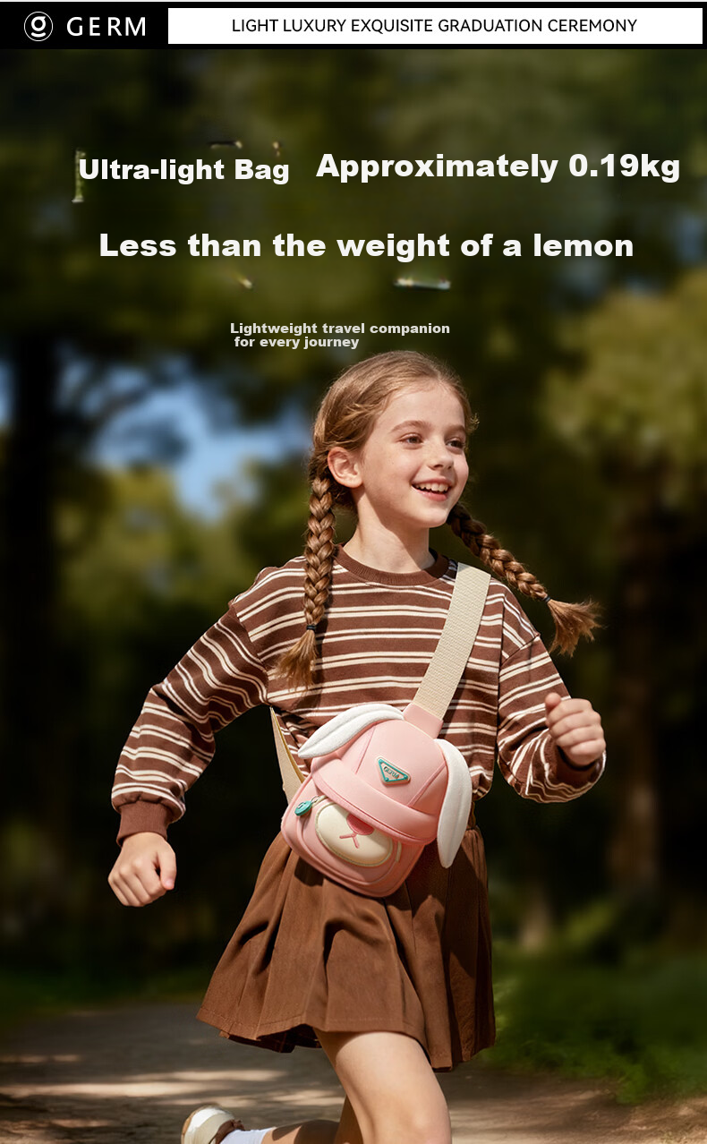 Germ Multifunctional Mini Kids Crossbody Bag Water-Resistant Lightweight Chest Bag Outdoor Travel Bubble Rabbit 3-10 Years 9