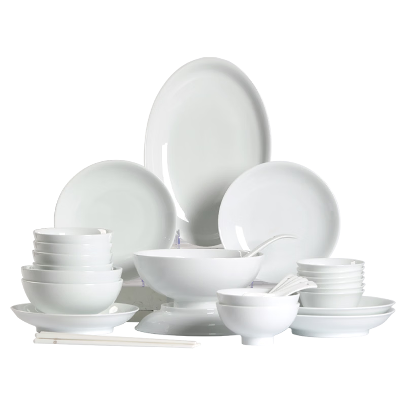 Lowei Jingdezhen High-White Porcelain Rice Bowl Dinnerware Set 2026 New Underglaze Color Ceramic Bowl Plate Set for Home Use