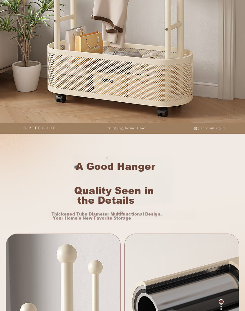 Sannoyilin Floor Standing Coat Rack Bedroom Home Portable Clothes Hanger Indoor Clothes Rack Bedside Clothes Rack 60cm White 2