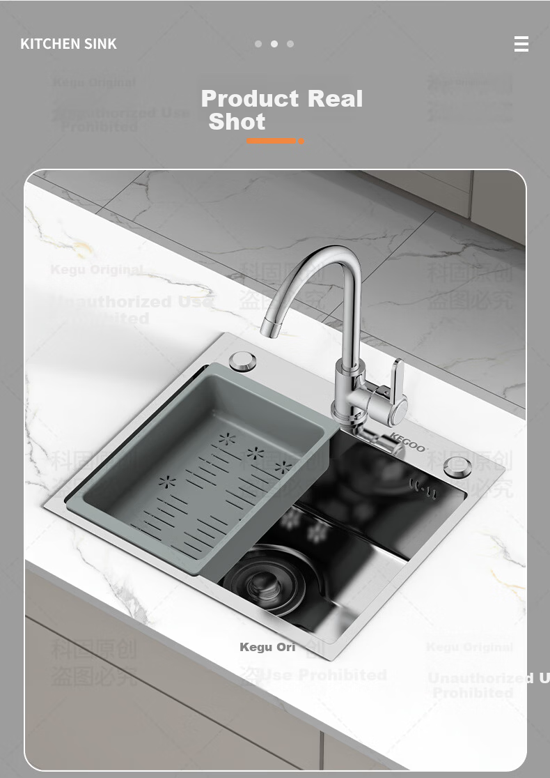 KEGOO Large Single Bowl Stainless Steel Kitchen Sink Vegetable Washing Basin Integrated Small Size K8032 19