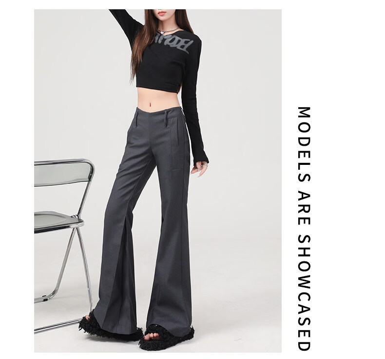 FitonTon Women's Suit Pants 2026 Spring Summer New American Retro Low Waist Slight Flare Slim Casual Wide Leg Pants 5